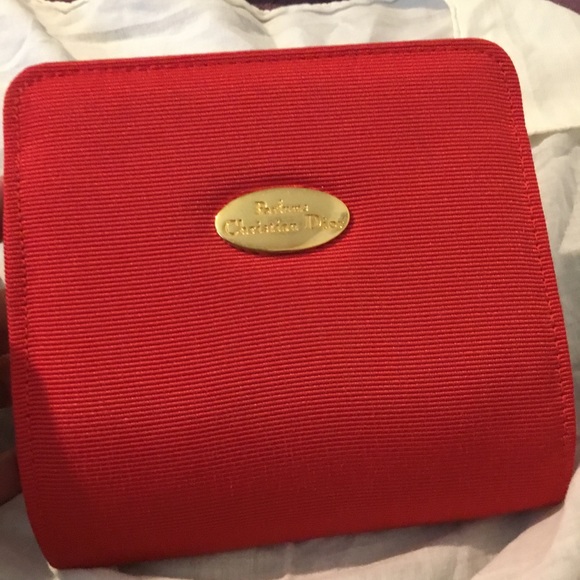 Authentic Christian Dior Beauty Red Lipstick Colored & Mirror Trousseau Case - Picture 2 of 16